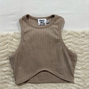 Princess Polly Brown Ribbed Crop Tank Top